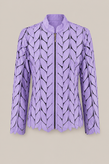 Load image into Gallery viewer, purple-laser-cut-jacket — stone gray product hero image