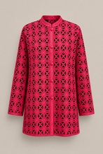 Load image into Gallery viewer, red-geometric-cutout-tunic-jacket — stone gray product hero image