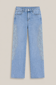 Load image into Gallery viewer, light-blue-wide-leg-embroidered-denim-pants — stone gray product hero image