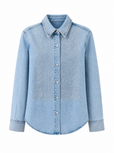Load image into Gallery viewer, light wash denim button down shirt - hero