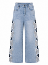 Load image into Gallery viewer, light wash distressed ripped wide leg jeans - hero