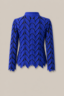 Load image into Gallery viewer, blue-laser-cut-jacket — stone gray product back image