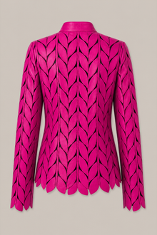 Load image into Gallery viewer, Fuchsia Cut Jacket — stone gray product back image