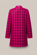 Load image into Gallery viewer, Fuchsia Laser-Cut Jacket — stone gray product back image