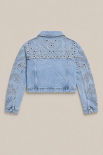 Load image into Gallery viewer, embellished-light-wash-denim-jacket-pair-02 — stone gray product back image