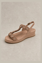 Load image into Gallery viewer, Daisy Lane Platform Slide with Crystal Centers — stone grey product image