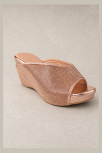 Load image into Gallery viewer, Rose Gold All-over Crystal Wedges — stone grey product image