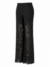 Load image into Gallery viewer, black embellished lace applique pants - product-three-quarter-front