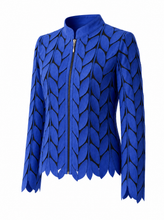 Load image into Gallery viewer, blue laser cut jacket - product-three-quarter-front