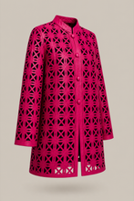 Load image into Gallery viewer, Fuchsia Laser-Cut Jacket — stone gray product three-quarter front image