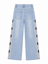 Load image into Gallery viewer, light wash distressed ripped wide leg jeans - product-back