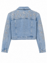 Load image into Gallery viewer, embellished light wash denim jacket pair 01 - product-back