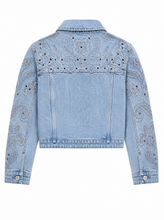 Load image into Gallery viewer, embellished light wash denim jacket pair 02 - product-back