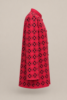 Load image into Gallery viewer, red-geometric-cutout-tunic-jacket — stone gray product side image