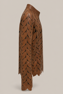 Load image into Gallery viewer, brown-laser-cut-jacket — stone gray product side image