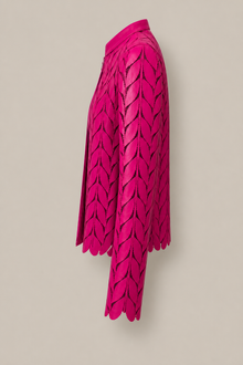 Load image into Gallery viewer, Fuchsia Cut Jacket — stone gray product side image