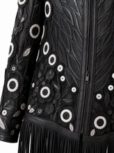 Load image into Gallery viewer, black fringe embroidered jacket - detail