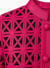 Load image into Gallery viewer, dark red laser cut jacket - detail