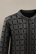 Load image into Gallery viewer, black-grey-cutout-jacket — stone gray product detail image