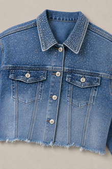 Load image into Gallery viewer, light-wash-eyelet-denim-jacket-detail-product — stone gray product detail image