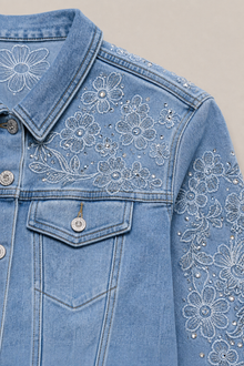 Load image into Gallery viewer, embellished-light-wash-denim-jacket-pair-01 — stone gray product detail image