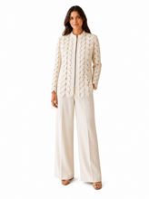 Load image into Gallery viewer, cream laser cut jacket 01 - editorial-model-front