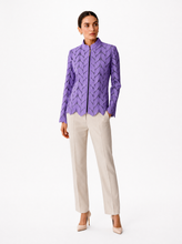 Load image into Gallery viewer, purple laser cut jacket - editorial-model-front