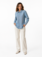 Load image into Gallery viewer, light wash denim button down shirt - editorial-model-front