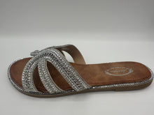 Load image into Gallery viewer, Crystal Embellished Flat Slip-On Sandals (Black/Silver)