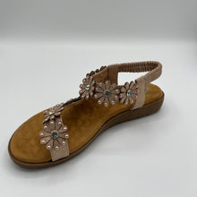 Load image into Gallery viewer, Blooming Crystal T-Strap Sandal with Elastic Comfort Band