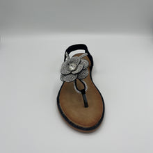 Load image into Gallery viewer, Ruby Bloom Elastic Strap Sandal with Crystal Floral Detail