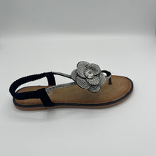 Load image into Gallery viewer, Ruby Bloom Elastic Strap Sandal with Crystal Floral Detail