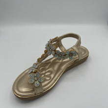 Load image into Gallery viewer, Blooming Crystal T-Strap Sandal with Elastic Comfort Band