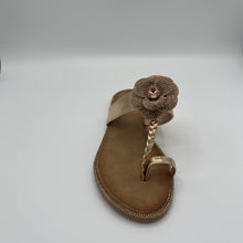 Load image into Gallery viewer, Garden Elastic T-Strap Sandal with Crystal Flowers