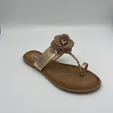 Load image into Gallery viewer, Garden Elastic T-Strap Sandal with Crystal Flowers