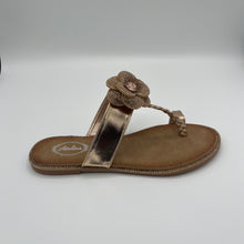 Load image into Gallery viewer, Garden Elastic T-Strap Sandal with Crystal Flowers