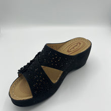 Load image into Gallery viewer, Crystal Embellished and Perforated Wedge with Floral Accents