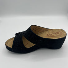 Load image into Gallery viewer, Crystal Embellished and Perforated Wedge with Floral Accents