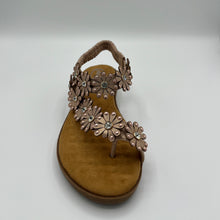 Load image into Gallery viewer, Blossom Daisy T-Strap Sandal with Crystal Embellishments