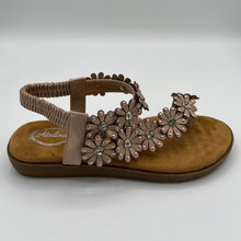Load image into Gallery viewer, Blossom Daisy T-Strap Sandal with Crystal Embellishments
