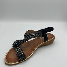 Load image into Gallery viewer, Shimmer Crystal Cross-Band Wedge Slide