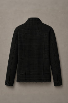 Load image into Gallery viewer, Black rhinestone trucker jacket, back view