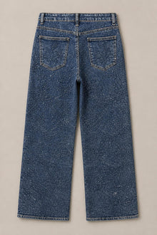 Load image into Gallery viewer, Paisley Rhinestone Jeans in Blue — Back product view