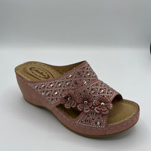 Load image into Gallery viewer, Crystal Embellished and Perforated Wedge with Floral Accents