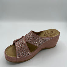 Load image into Gallery viewer, Crystal Embellished and Perforated Wedge with Floral Accents