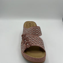 Load image into Gallery viewer, Crystal Embellished and Perforated Wedge with Floral Accents