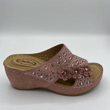 Load image into Gallery viewer, Crystal Embellished and Perforated Wedge with Floral Accents