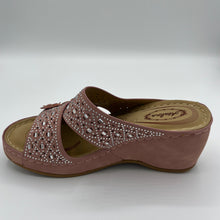 Load image into Gallery viewer, Crystal Embellished and Perforated Wedge with Floral Accents