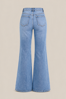 Load image into Gallery viewer, Classic Light-Wash Denim Pants — plain denim product back image