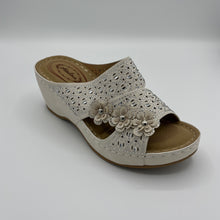 Load image into Gallery viewer, Crystal Embellished and Perforated Wedge with Floral Accents